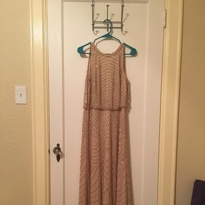 Adrianna Papell Art Deco Beaded Blouson Dress